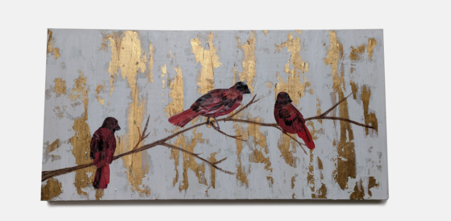 Red Birds Mixed Media